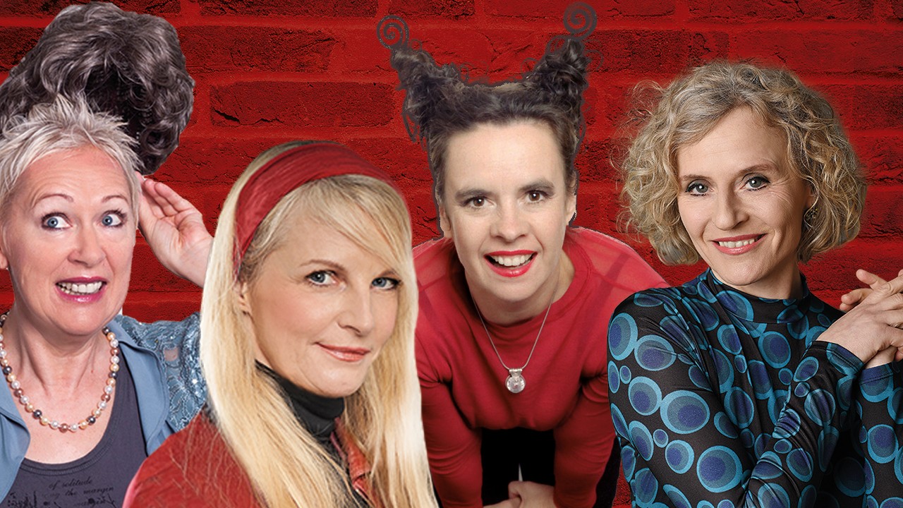 Ein Bild mit allen 4 Komedians als Portrait nebeneinander